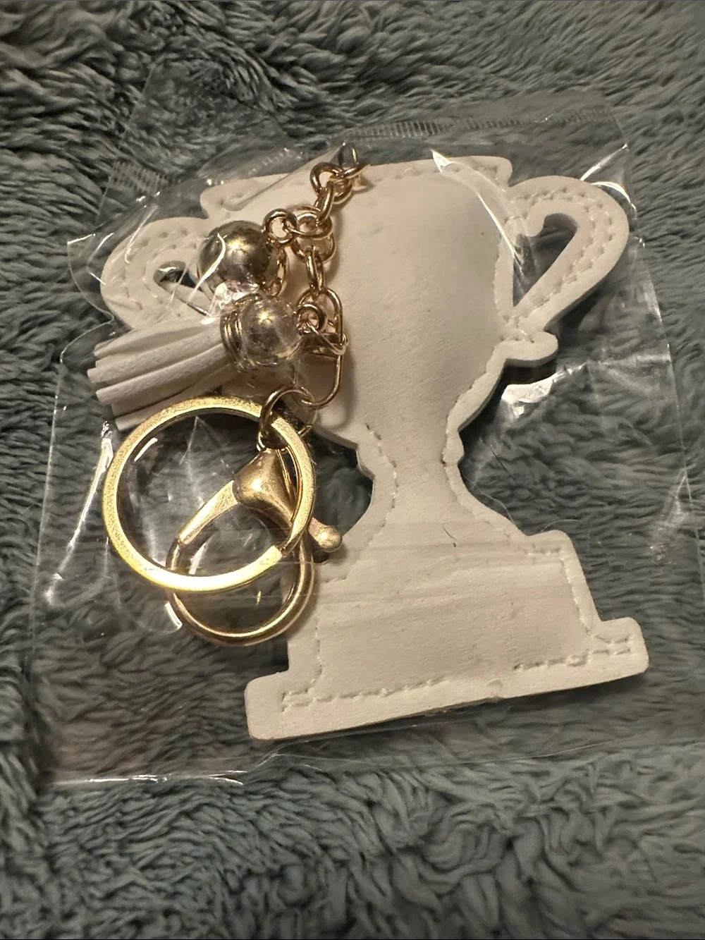 Rhinestone Trophy Keychain Charm - White